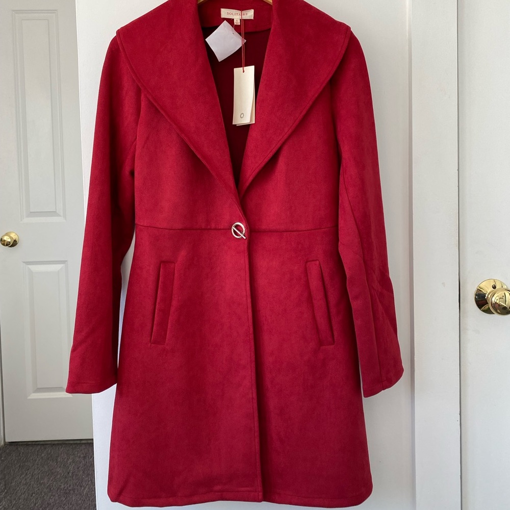 Solitaire Red Faux Suede Jacket